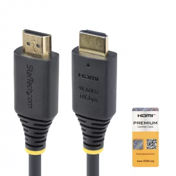 StarTech.com 50cm Premium zertifiziertes High Speed HDMI-Kabel, 4K 60Hz/1440p 144Hz, HDR10/HDCP 2.2/ARC, 18Gbps, UHD HDMI 2.0 Kabel für TV/Monitor/Display, TPE-Mantel