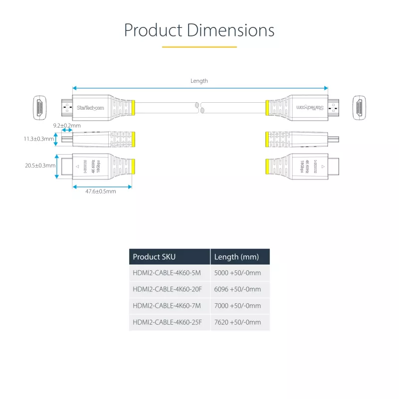 StarTech.com 7m Premium-zertifiziertes High-Speed-HDMI-Kabel, 4K 60Hz/1440p 144Hz, HDR10/HDCP 2.2/ARC, 18 Gbit/s, UHD HDMI 2.0 Kabel für TV/Monitor/Display, TPE-Mantel