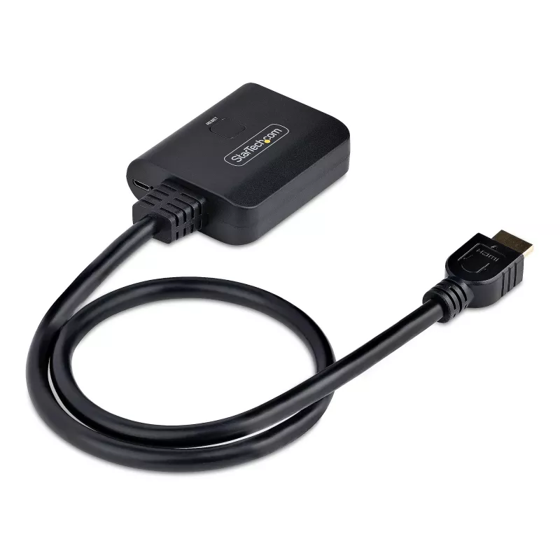 StarTech.com 2-Port HDMI-Splitter, 4K 60Hz HDMI 2.0 Video, 4K HDMI-Splitter 1 In 2 Out, 1x2 HDMI Display/Ausgangs-Splitter, HDR/HDCP, 50 cm integriertes HDMI-Kabel