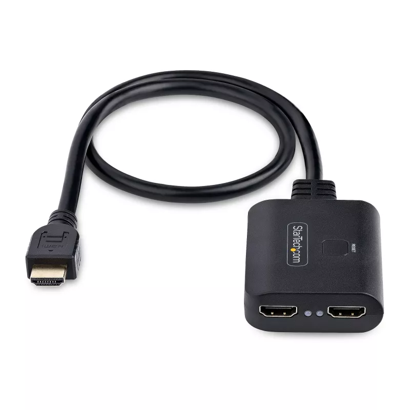 StarTech.com 2-Port HDMI-Splitter, 4K 60Hz HDMI 2.0 Video, 4K HDMI-Splitter 1 In 2 Out, 1x2 HDMI Display/Ausgangs-Splitter, HDR/HDCP, 50 cm integriertes HDMI-Kabel