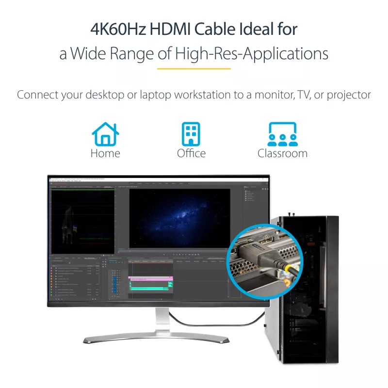 StarTech.com 3m Premium zertifiziertes HDMI 2.0 Kabel – High Speed Ultra HD 4K 60Hz HDMI-Kabel mit Ethernet – HDR10, ARC – UHD HDMI-Videokabel – Für UHD-Monitore, TVs, Displays – M/M