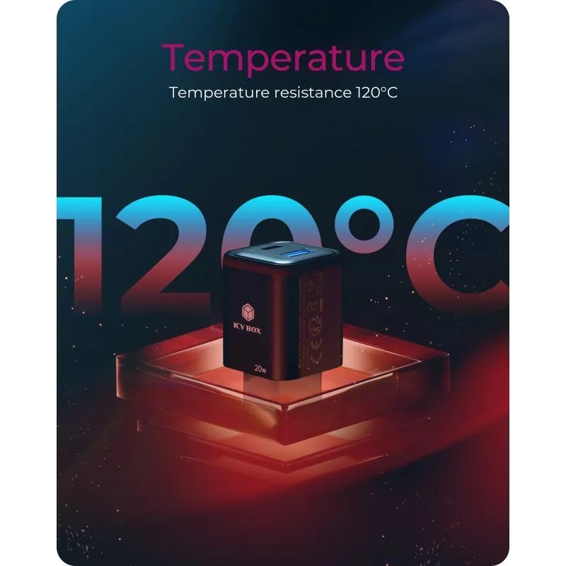 ICY BOX IB-PS1020-PD Universal Schwarz AC Schnellladegerät Innenbereich