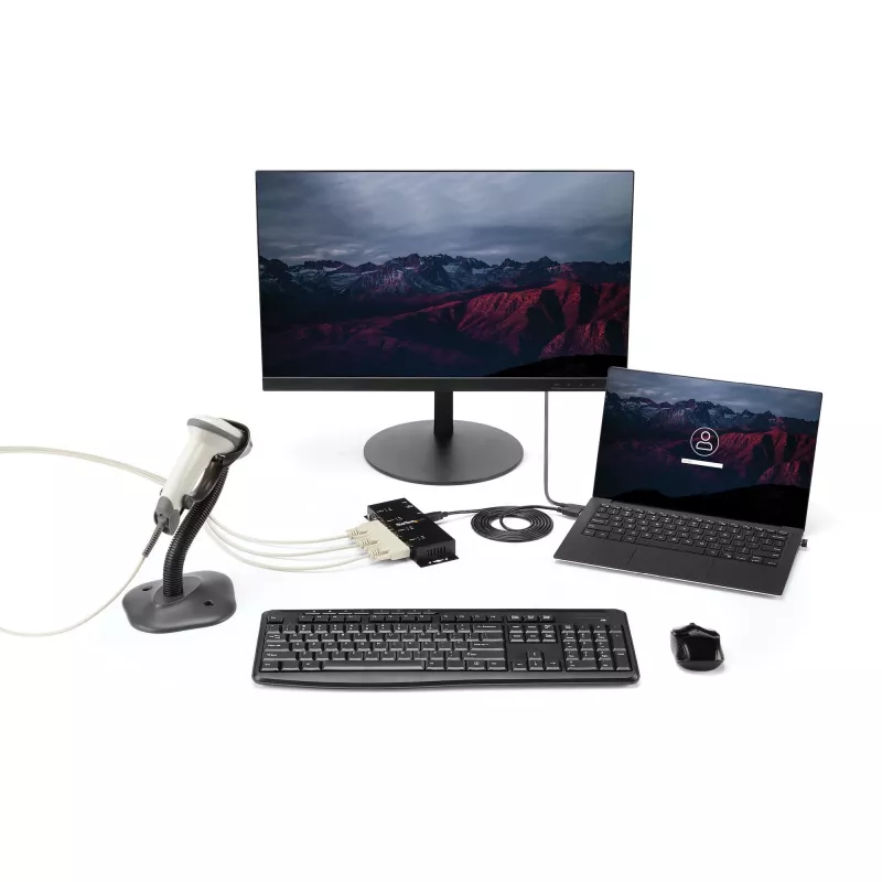 StarTech.com 4-Port USB auf DB9 RS232 Seriell Adapter Hub – Industrielle DIN-Schienen- und Wandmontage