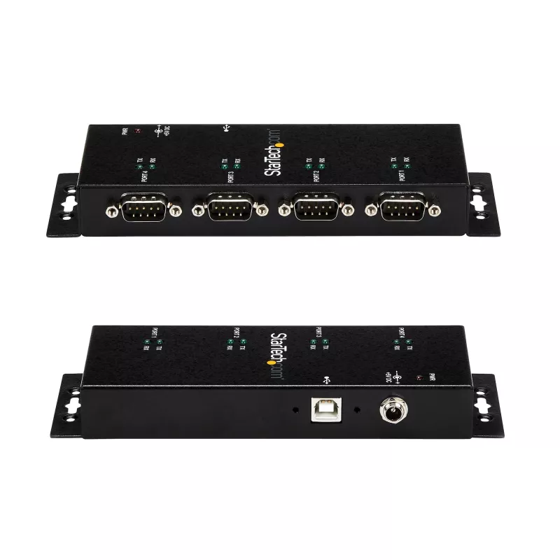 StarTech.com 4-Port USB auf DB9 RS232 Seriell Adapter Hub – Industrielle DIN-Schienen- und Wandmontage