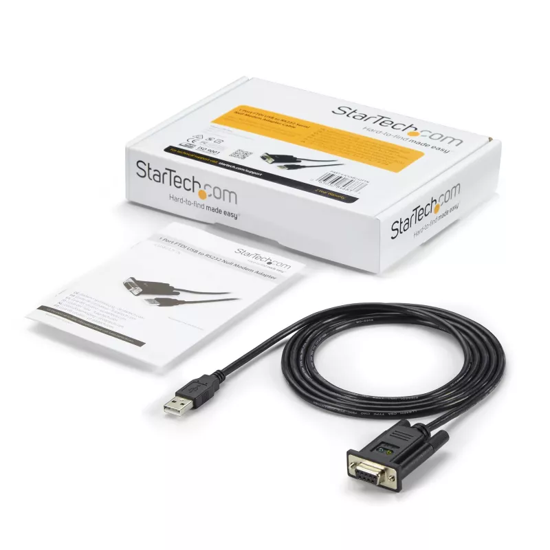 StarTech.com 6ft (1,8m) 1-Port USB zu Seriell RS232 Adapter, FTDI DB9 Seriell DCE Adapterkabel, Nullmodem, USB 2.0 - TAA