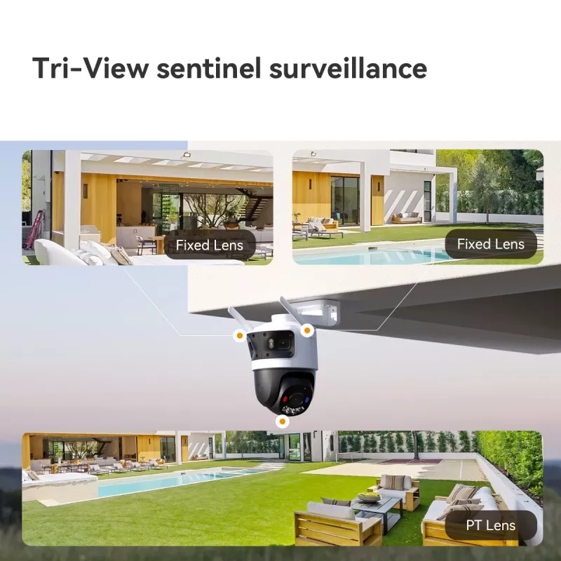 IP-Überwachungskamera IMOU Cruiser Triple IPC-S7UP-11M0WED — 2880×1620, 6 mm, 8× digitaler Zoom, kabelgebunden & kabellos, Außenbereich, Decken-/Wandmontage
