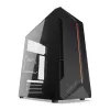 PC-Gehäuse KRUX Astro Cube Schwarz — Cube-Chassis, unterstützt Micro ATX/Mini-ITX, 1×3,5 Zoll + 2×2,5 Zoll Einschübe, Seitenfenster, max. Netzteil 28 cm, max. Kühlerhöhe 136 mm