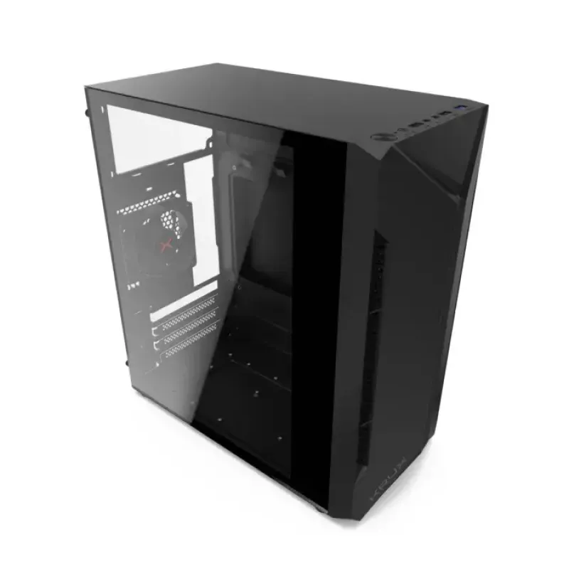 PC-Gehäuse KRUX Astro Cube Schwarz — Cube-Chassis, unterstützt Micro ATX/Mini-ITX, 1×3,5 Zoll + 2×2,5 Zoll Einschübe, Seitenfenster, max. Netzteil 28 cm, max. Kühlerhöhe 136 mm