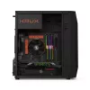 PC-Gehäuse KRUX Astro Cube Schwarz — Cube-Chassis, unterstützt Micro ATX/Mini-ITX, 1×3,5 Zoll + 2×2,5 Zoll Einschübe, Seitenfenster, max. Netzteil 28 cm, max. Kühlerhöhe 136 mm