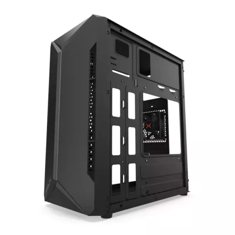 PC-Gehäuse KRUX Astro Cube Schwarz — Cube-Chassis, unterstützt Micro ATX/Mini-ITX, 1×3,5 Zoll + 2×2,5 Zoll Einschübe, Seitenfenster, max. Netzteil 28 cm, max. Kühlerhöhe 136 mm