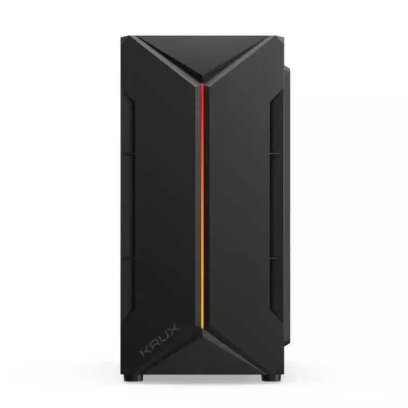 PC-Gehäuse KRUX Astro Cube Schwarz — Cube-Chassis, unterstützt Micro ATX/Mini-ITX, 1×3,5 Zoll + 2×2,5 Zoll Einschübe, Seitenfenster, max. Netzteil 28 cm, max. Kühlerhöhe 136 mm