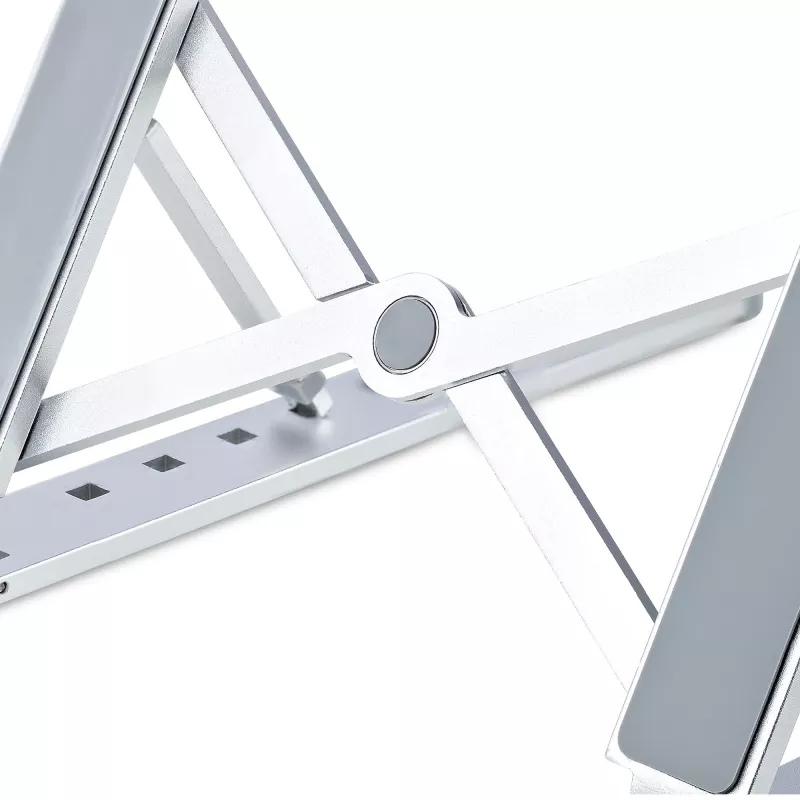 StarTech.com Faltbarer Laptop-Riser-Ständer, tragbarer höhenverstellbarer ergonomischer Laptop-Ständer, belüfteter Aluminiumrahmen trägt 10 kg, neigbar/erhöht/abgewinkelt für Laptop/Tablet, zusammenklappbares Design