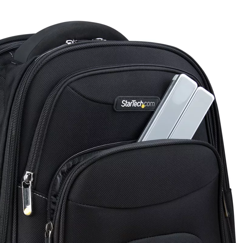 StarTech.com Faltbarer Laptop-Riser-Ständer, tragbarer höhenverstellbarer ergonomischer Laptop-Ständer, belüfteter Aluminiumrahmen trägt 10 kg, neigbar/erhöht/abgewinkelt für Laptop/Tablet, zusammenklappbares Design
