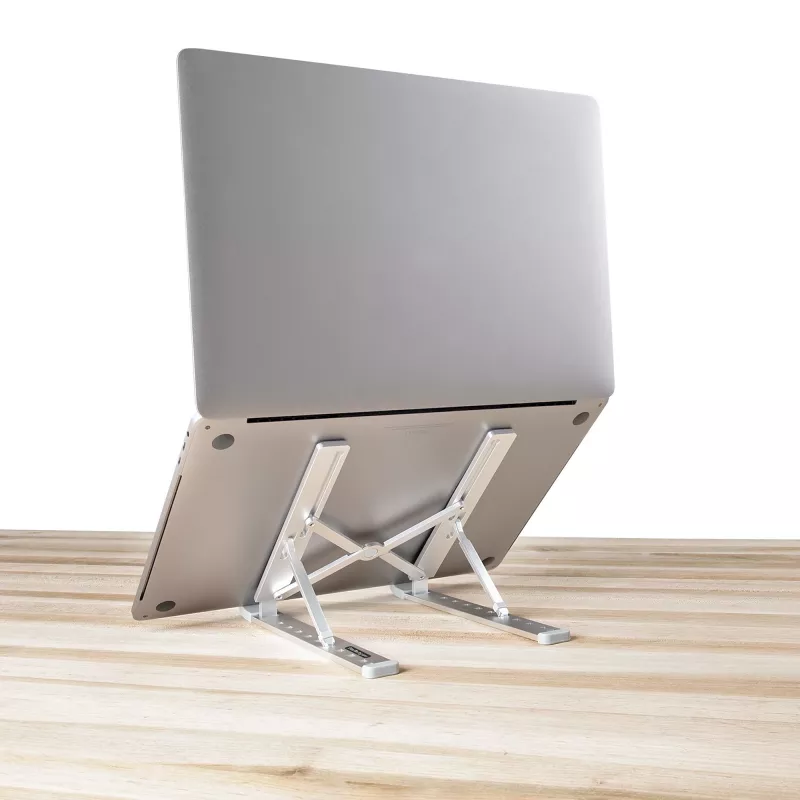 StarTech.com Faltbarer Laptop-Riser-Ständer, tragbarer höhenverstellbarer ergonomischer Laptop-Ständer, belüfteter Aluminiumrahmen trägt 10 kg, neigbar/erhöht/abgewinkelt für Laptop/Tablet, zusammenklappbares Design