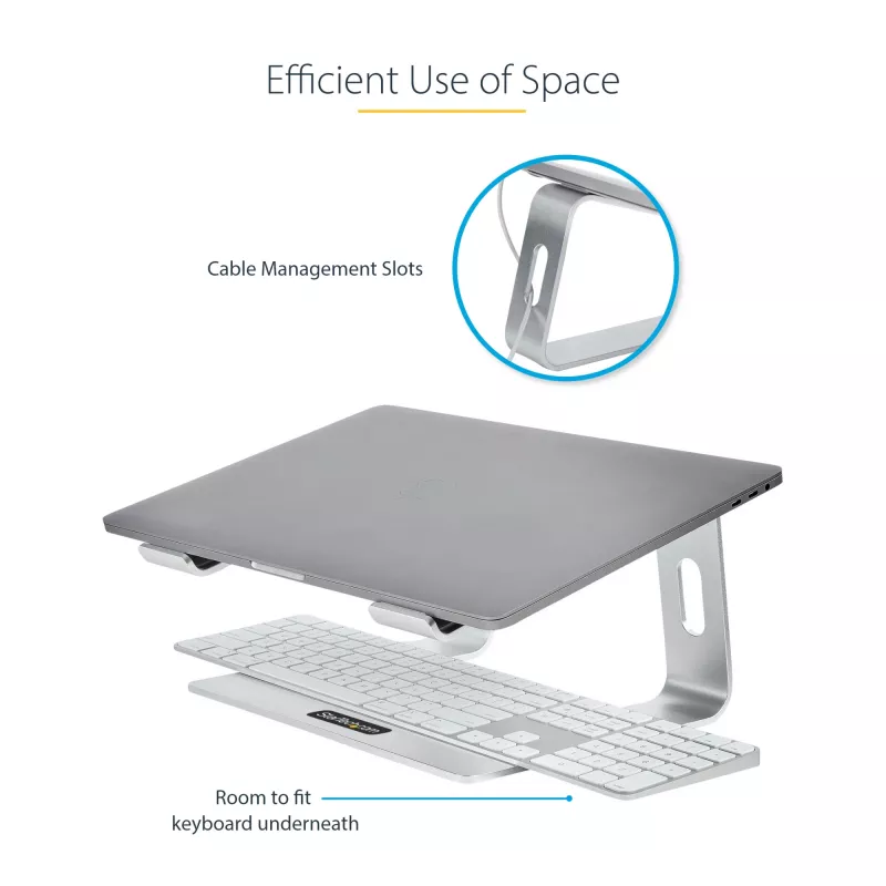StarTech.com Laptop-Ständer für den Schreibtisch, unterstützt 5 kg/11 lb, Aluminium, Silber, ergonomische Laptop-Erhöhung, tragbarer Laptop-Halter, Computer-Ständer für MacBook Air/Pro, Dell XPS, Lenovo