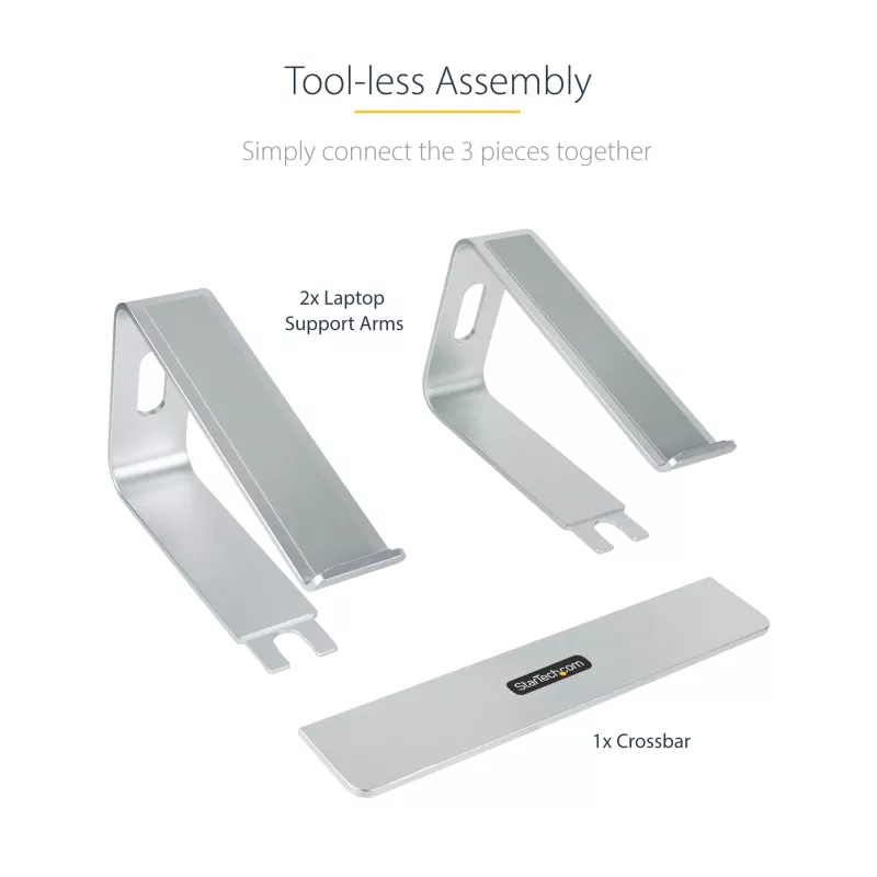 StarTech.com Laptop-Ständer für den Schreibtisch, unterstützt 5 kg/11 lb, Aluminium, Silber, ergonomische Laptop-Erhöhung, tragbarer Laptop-Halter, Computer-Ständer für MacBook Air/Pro, Dell XPS, Lenovo