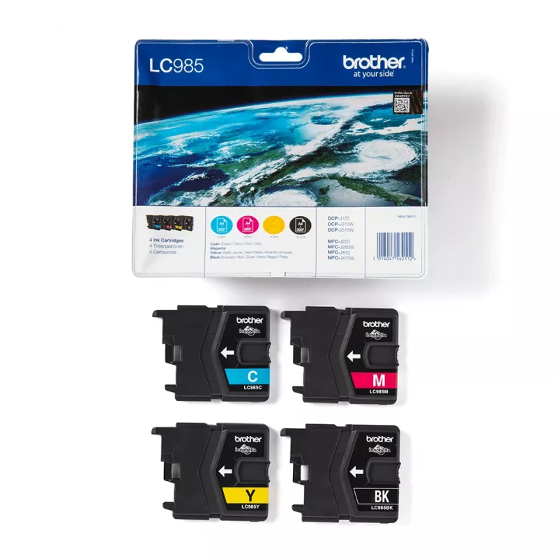 Brother LC985VALBP Tintenpatrone 4 Stück Original Schwarz, Cyan, Magenta, Gelb