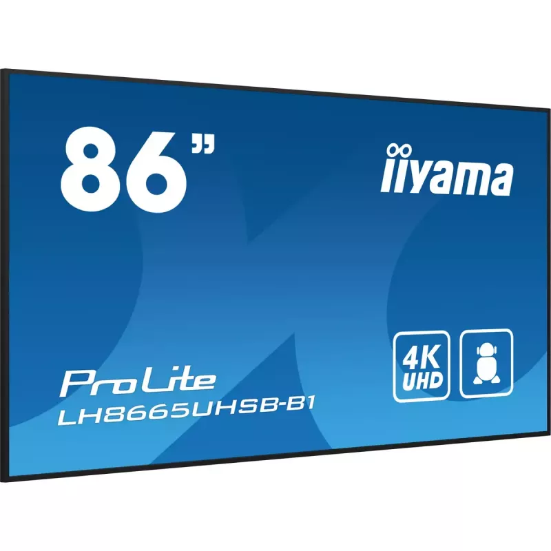 iiyama LH8665UHSB-B1 Signage Display Kiosk-Design 2,18 m (86 Zoll) LED Wi-Fi 800 cd/m² 4K Ultra HD Schwarz Integrierter Prozessor Android 11 24/7
