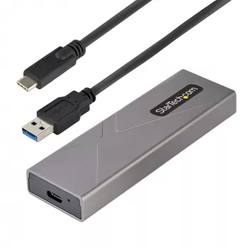 StarTech.com USB-C 10 Gbit/s auf M.2 NVMe oder M.2 SATA SSD-Gehäuse – Werkzeugloses externes Aluminiumgehäuse für M.2 PCIe/SATA NGFF SSD – USB Typ-C und Typ-A Hostkabel – Unterstützt 2230/2242/2260/2280