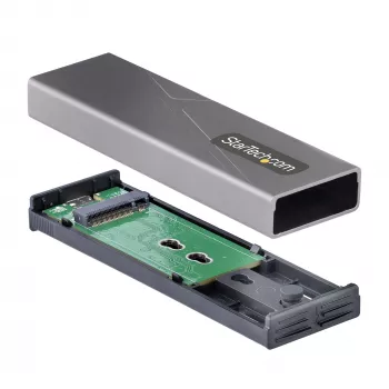 StarTech.com USB-C 10 Gbit/s auf M.2 NVMe oder M.2 SATA SSD-Gehäuse – Werkzeugloses externes Aluminiumgehäuse für M.2 PCIe/SATA NGFF SSD – USB Typ-C und Typ-A Hostkabel – Unterstützt 2230/2242/2260/2280