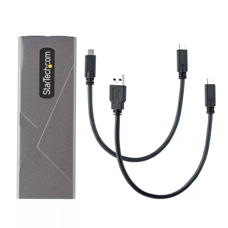 StarTech.com USB-C 10 Gbit/s auf M.2 NVMe oder M.2 SATA SSD-Gehäuse – Werkzeugloses externes Aluminiumgehäuse für M.2 PCIe/SATA NGFF SSD – USB Typ-C und Typ-A Hostkabel – Unterstützt 2230/2242/2260/2280