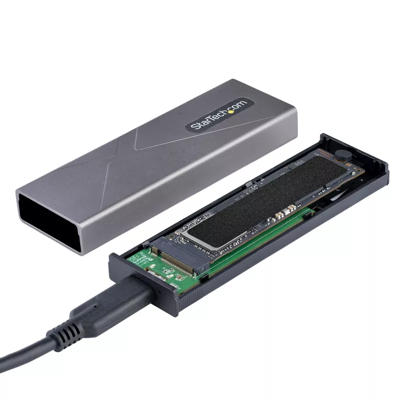StarTech.com USB-C 10 Gbit/s auf M.2 NVMe oder M.2 SATA SSD-Gehäuse – Werkzeugloses externes Aluminiumgehäuse für M.2 PCIe/SATA NGFF SSD – USB Typ-C und Typ-A Hostkabel – Unterstützt 2230/2242/2260/2280