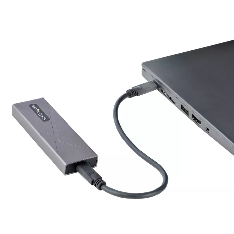 StarTech.com USB-C 10 Gbit/s auf M.2 NVMe oder M.2 SATA SSD-Gehäuse – Werkzeugloses externes Aluminiumgehäuse für M.2 PCIe/SATA NGFF SSD – USB Typ-C und Typ-A Hostkabel – Unterstützt 2230/2242/2260/2280