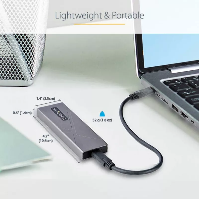 StarTech.com USB-C 10 Gbit/s auf M.2 NVMe oder M.2 SATA SSD-Gehäuse – Werkzeugloses externes Aluminiumgehäuse für M.2 PCIe/SATA NGFF SSD – USB Typ-C und Typ-A Hostkabel – Unterstützt 2230/2242/2260/2280