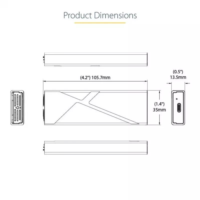 StarTech.com USB-C 10 Gbit/s auf M.2 NVMe oder M.2 SATA SSD-Gehäuse – Werkzeugloses externes Aluminiumgehäuse für M.2 PCIe/SATA NGFF SSD – USB Typ-C und Typ-A Hostkabel – Unterstützt 2230/2242/2260/2280