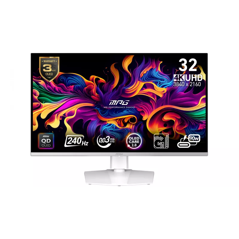 MSI MPG 321URXW QD-OLED Computer Monitor 80 cm (31,5 Zoll) 3840 x 2160 Pixel 4K Ultra HD Weiß