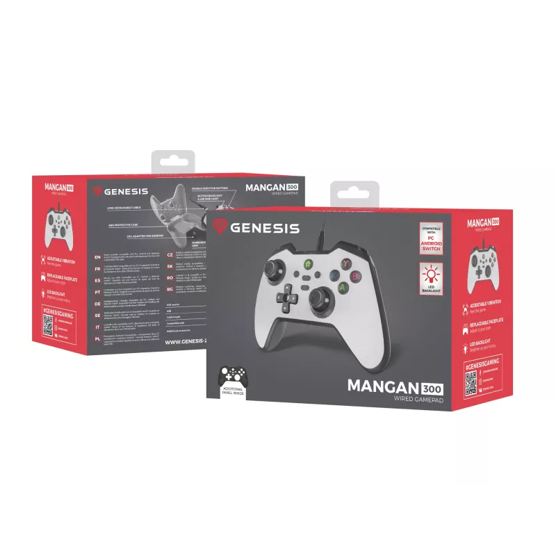 GENESIS Mangan 300 Weiß USB Gamepad Analog / Digital Android, Nintendo Switch, PC