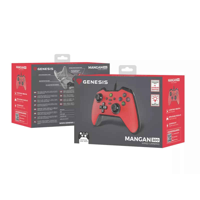 GENESIS Mangan 300 Red USB Gamepad Analog / Digital Android, Nintendo Switch, PC
