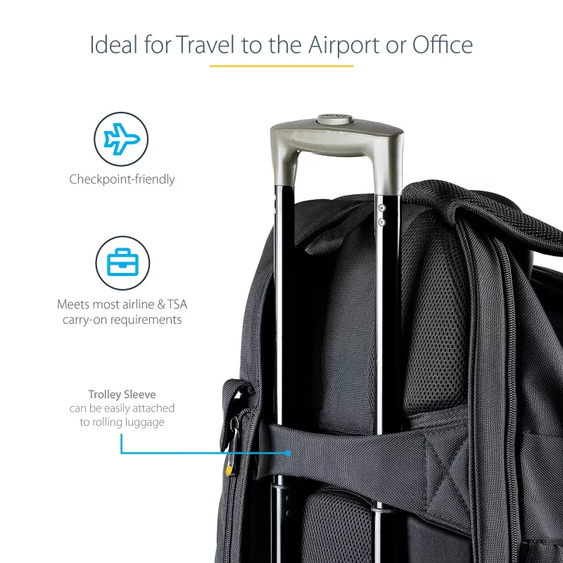 StarTech.com 15,6 Zoll Laptop-Rucksack mit herausnehmbarem Zubehör-Organizer - Professioneller IT-Tech-Rucksack für Arbeit/Reisen/Pendeln - Ergonomische Computertasche - Strapazierfähiges ballistisches Nylon - Notebook-/Tablet-Fächer