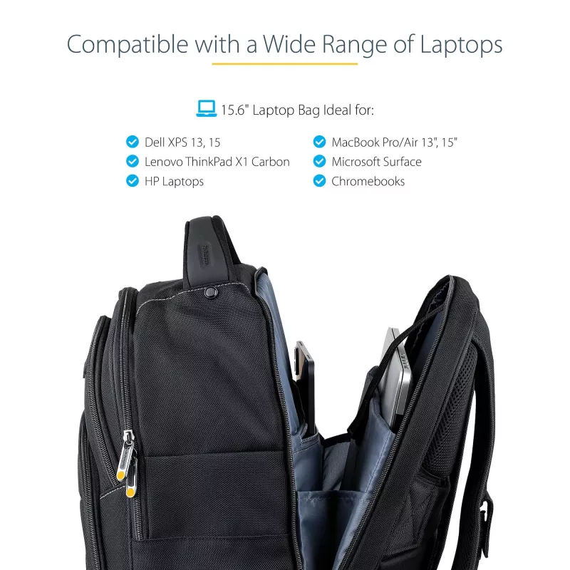 StarTech.com 15,6 Zoll Laptop-Rucksack mit herausnehmbarem Zubehör-Organizer - Professioneller IT-Tech-Rucksack für Arbeit/Reisen/Pendeln - Ergonomische Computertasche - Strapazierfähiges ballistisches Nylon - Notebook-/Tablet-Fächer
