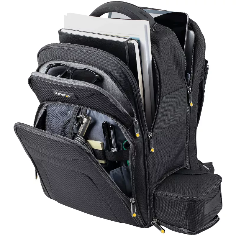 StarTech.com 17,3-Zoll-Laptop-Rucksack mit herausnehmbarem Zubehör-Organizer-Case – Professioneller IT-Tech-Rucksack für Arbeit/Reisen/Pendeln – Ergonomische Computertasche – Robustes ballistisches Nylon – Notebook-/Tablet-Fächer