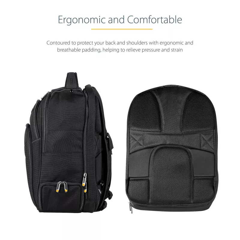 StarTech.com 17,3-Zoll-Laptop-Rucksack mit herausnehmbarem Zubehör-Organizer-Case – Professioneller IT-Tech-Rucksack für Arbeit/Reisen/Pendeln – Ergonomische Computertasche – Robustes ballistisches Nylon – Notebook-/Tablet-Fächer
