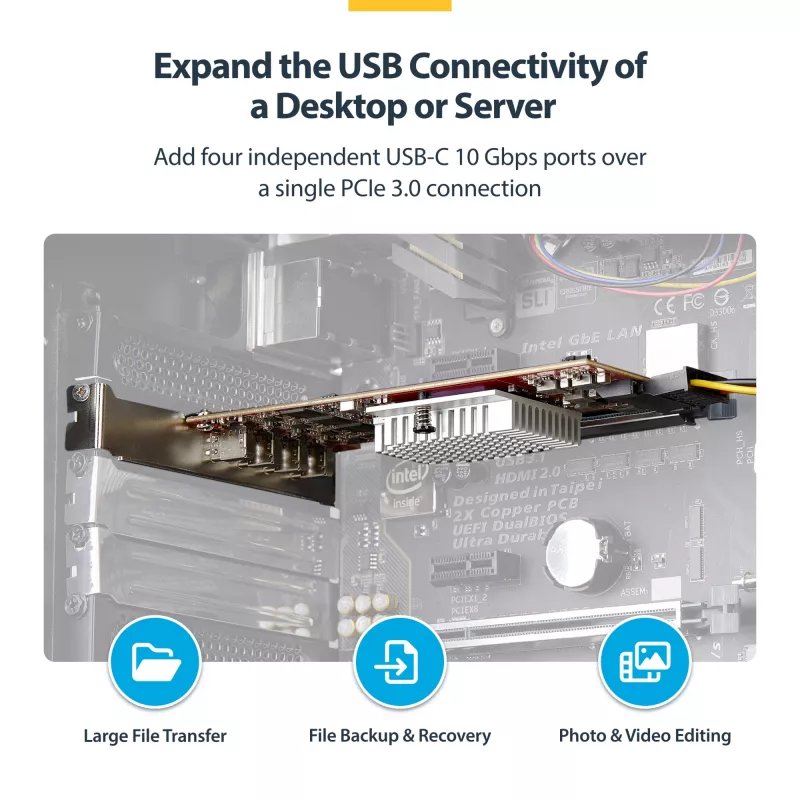 StarTech.com 4-Port USB Type-C PCIe-Karte, USB 3.2 10Gbps, USB-C PCI Express Erweiterungskarte, 4x unabhängige USB-Controller, Windows/Linux/macOS, TAA-konform