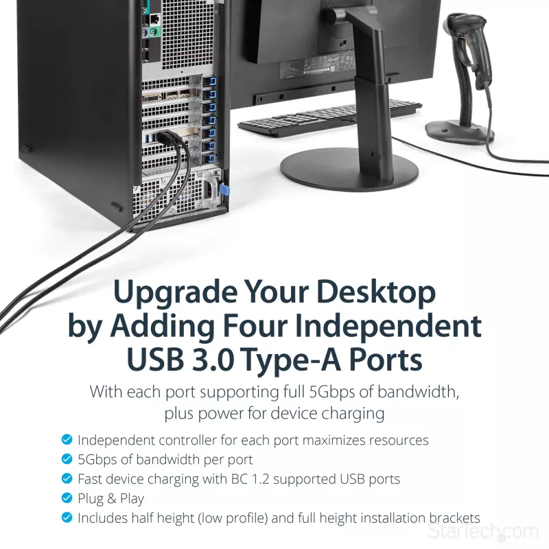 StarTech.com 4-Port USB 3.0 PCIe-Karte mit 4 dedizierten 5-Gbit/s-Kanälen (USB 3.1 Gen 1) – UASP – SATA-/LP4-Stromversorgung – PCI-Express-Adapterkarte