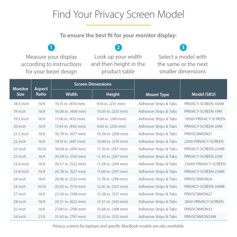 StarTech.com Bildschirm-Privatsphärenschutz für 23,8-Zoll-Display – Computerbildschirm-Sicherheitsfilter – Blaulichtreduzierende Schutzfolie – 16:9 Widescreen – matt/glänzend – +/-30 Grad
