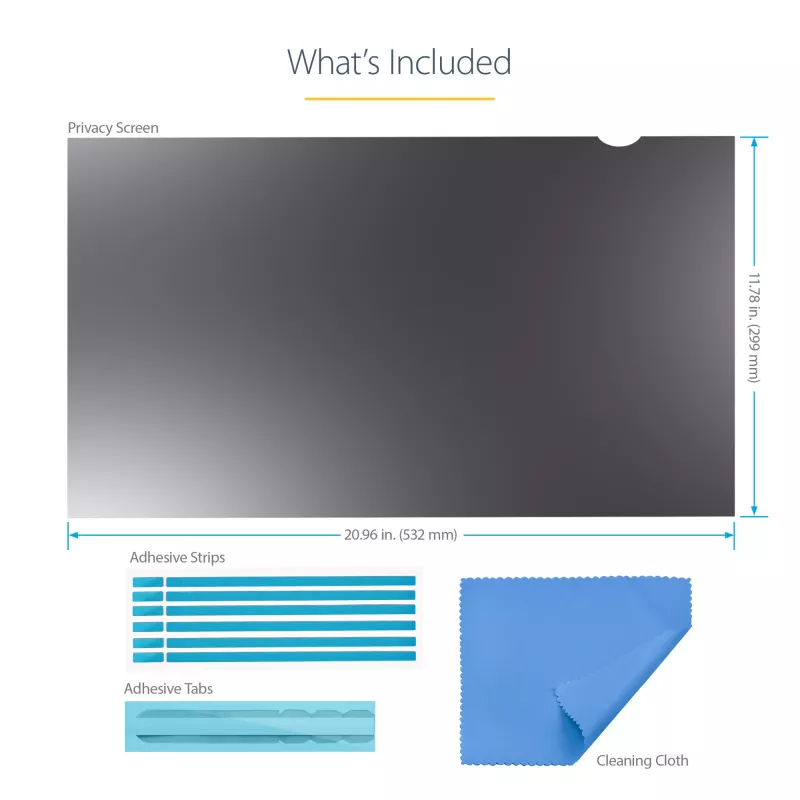 StarTech.com Monitor-Privatsphärenfilter für 61 cm (24 inch) PC-Display – Computer-Blickschutzfilter – Blaulichtreduzierender Displayschutzfilm – 16:9 Widescreen – Matt/Glänzend – ±30 Grad