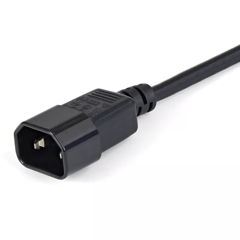 StarTech.com 1m Stromverlängerungskabel, C14 auf C13, 10A 125V, 18AWG, Computer-Stromverlängerungskabel, IEC-320-C14 auf IEC-320-C13 AC-Stromkabelverlängerung für Netzteile, UL-gelistet
