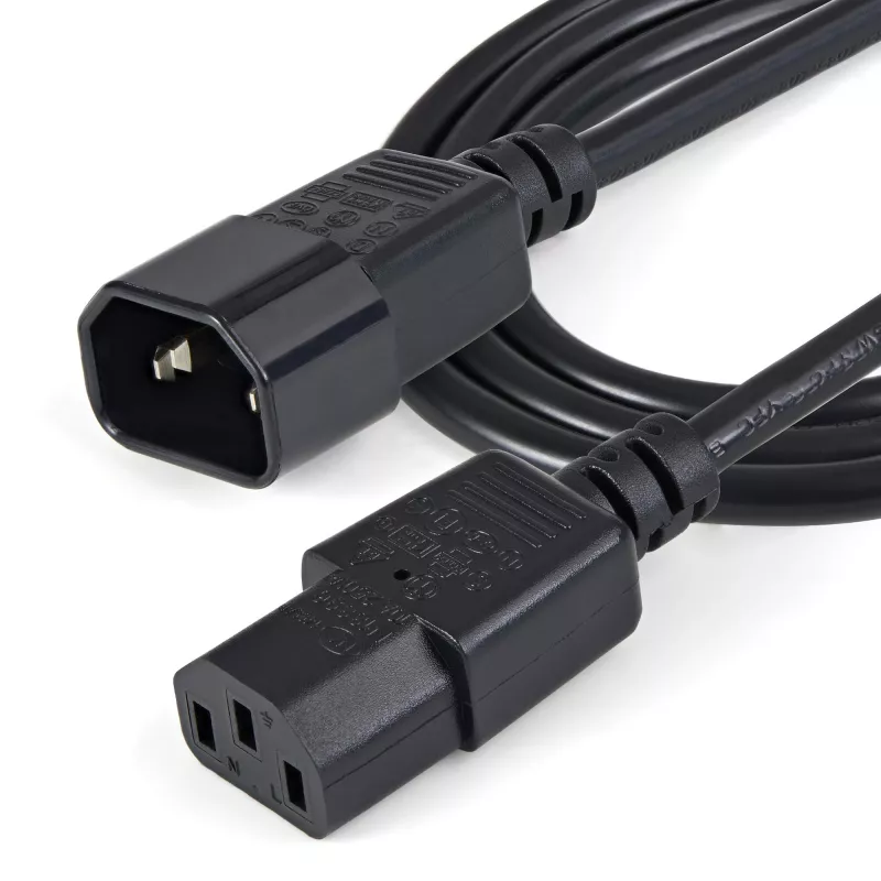 StarTech.com 1m Stromverlängerungskabel, C14 auf C13, 10A 125V, 18AWG, Computer-Stromverlängerungskabel, IEC-320-C14 auf IEC-320-C13 AC-Stromkabelverlängerung für Netzteile, UL-gelistet