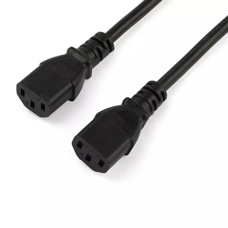 StarTech.com 2m (6ft) Computer-Netzkabel Y-Kabel, 18AWG, EU Schuko auf 2x C13, 10A 250V, Schwarz Ersatz-AC-Netzkabel, Drucker-Netzkabel, PC-Netzteilkabel, Monitor-Netzkabel – UL-gelistet