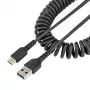 StarTech.com 1m USB-A-auf-C-Ladekabel, Spiralkabel, Heavy Duty, Schnellladung & Sync, hochwertiges USB-2.0-A-auf-USB-Typ-C-Kabel, robuste Aramidfaser, langlebiges Male-zu-Male-USB-Kabel