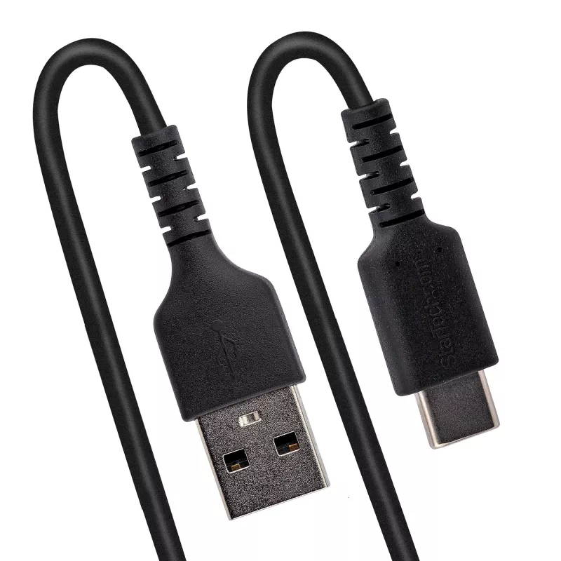 StarTech.com 50cm (20in) USB-A-auf-C-Ladekabel, Spiralkabel Heavy Duty Schnellladen & Sync, Hochwertiges USB-2.0-A-auf-USB-Typ-C-Kabel, Robustes Aramidfaser, Langlebiges Stecker-auf-Stecker-USB-Kabel