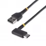 StarTech.com 1m USB-A-auf-USB-C-Ladekabel, abgewinkelt – robustes Schnellladekabel – schwarz, USB 2.0 A auf Typ-C – strapazierfähige Aramidfaser – 3A – USB-Ladekabel