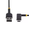 StarTech.com 1m USB-A-auf-USB-C-Ladekabel, abgewinkelt – robustes Schnellladekabel – schwarz, USB 2.0 A auf Typ-C – strapazierfähige Aramidfaser – 3A – USB-Ladekabel