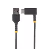 StarTech.com 1ft (30cm) USB-A-auf-C-Ladekabel, gewinkelt – Robustes Schnelllade-USB-C-Kabel – Schwarz USB 2.0 A auf Type-C – Robustes Aramidfaser – 3A – USB-Ladekabel
