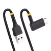 StarTech.com 1ft (30cm) USB-A-auf-C-Ladekabel, gewinkelt – Robustes Schnelllade-USB-C-Kabel – Schwarz USB 2.0 A auf Type-C – Robustes Aramidfaser – 3A – USB-Ladekabel