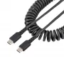 StarTech.com 20in (50cm) USB-C-Ladekabel, Spiralkabel, robust, Schnellladung & Synchronisation, USB 2.0 Typ-C, mit strapazierfähiger Aramidfaser, langlebiges Stecker-auf-Stecker-USB-Kabel, Schwarz
